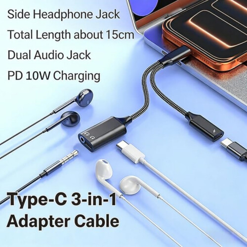 USB C σε βοηθητικά ακουστικά 3,5 mm και φορτιστές, προσαρμογέας μουσικής με γρήγορ 2