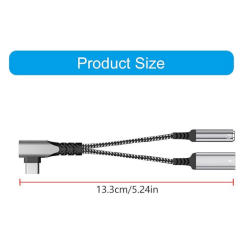 Μετατροπείς ήχου 2 σε 1 τύπου C σε 3,5 mm και PD60W φόρτισης με HiFide Sound και πλεγμένο κα 2