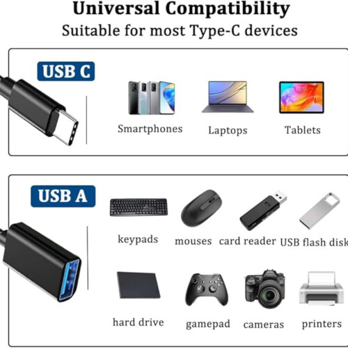Προσαρμογέας USB C σε USB, Καλώδιο OTG τύπου C αρσενικό σε USB θηλυκό, Συμβατό με iPhone 1