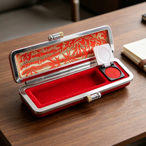PU Leather Metal Stamper Storage Box With Velvety-black pattern 1