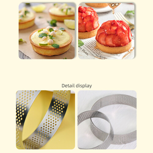 6Pieces Perforated Tart Molds Nonrust Steel Baking Tool-Silver 2