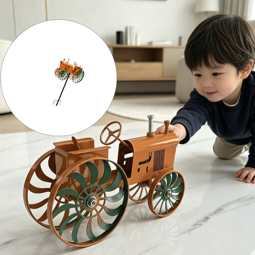 Elegant Rotating Metal Tractor Windmill Stake Decorative Accent 1
