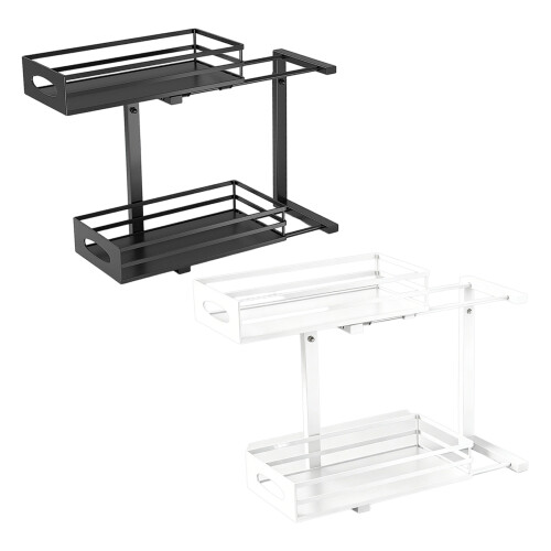 Metal Under Sink Drawer Slide Out Storage Unit For-Black 1