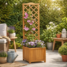 Wooden Garden Planter Trellis Outdoor Flower Box