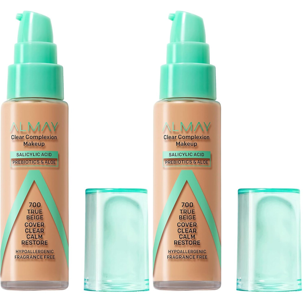 Almay Clear Complexion Acne Foundation Makeup With Salicylic Acid - Lightweight, Medium Coverage, 1 Fl Oz. (Pack Of 2) (1 Fl Oz. (Pack Of 2))