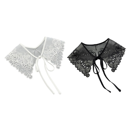 Adorable White Detachable Spread Lapel Collar Accessory-Black 1