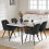 AINPECCA Marble Effect Dining Table & 4 Black Velvet Chairs 1