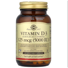 Solgar Vitamin D3 (Cholecalciferol),5000 IU,120 V Caps