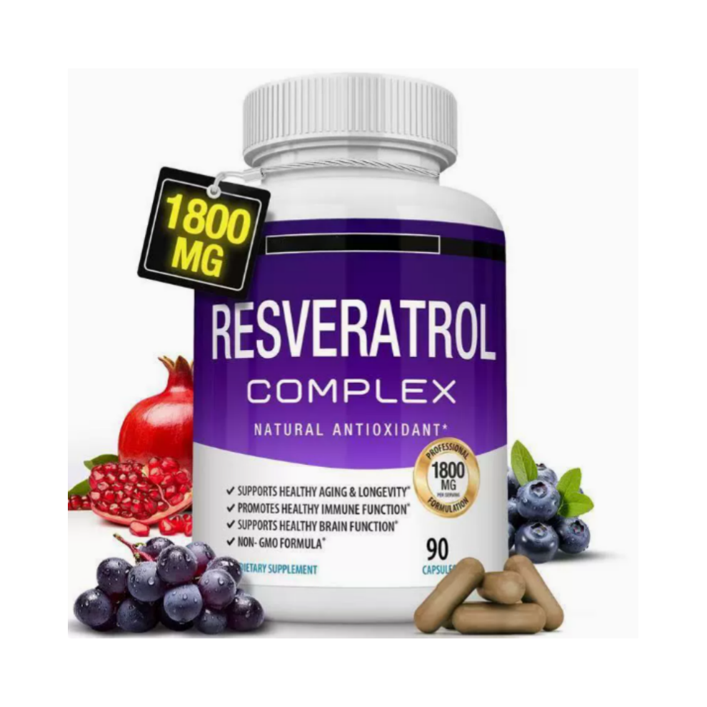 (1) Resveratrol Complex 1800mg | Antioxidant Anti Aging Immune Support 90 Capsules