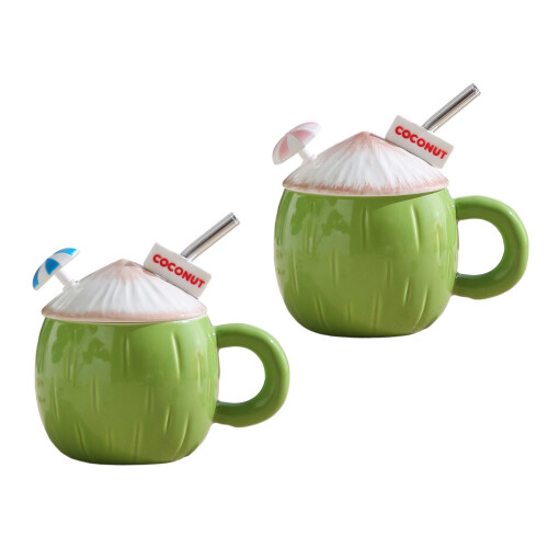 Ceramic Cup Coconuts Shape 500ML Water Cup Easy to Wash-Pink 1