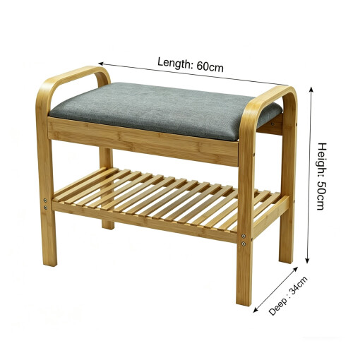 Gr8 Home Bamboo Shoe Rack Bench with Cushion Seat Storage 2