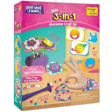 Imagimake 3-in-1 Awesome Craft Kit - Arts and Crafts Kits for Kids | Friendship Bracelet Making, 3D Flower Making, Stamp Art | 5,6,7,8,9,10,11,12 Yea