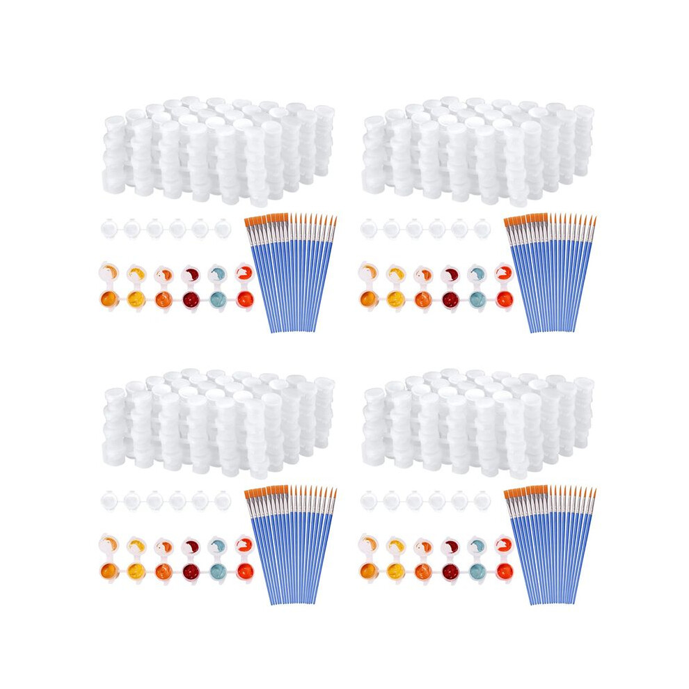 Photos - Other Office Equipment 80 Strips 480 Pots Empty Paint Strips and 80 Pieces Paint Brushes,Paint Cup Clear Plastic Storage Containers,3Ml/0.17Oz