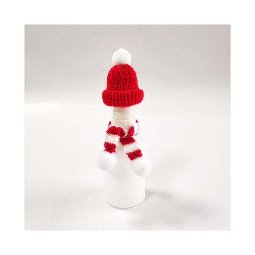 Exogio Red/White 24Pcs And Christmas Scarf Christmas Stripes Wine Bottle Knit Scarf Doll Xmas Party Decoration Cover