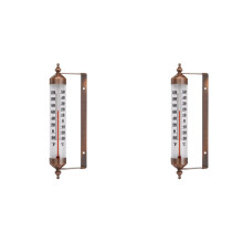2pcs 10 Inches New Premium Steel Indoor/Outdoor Thermometer Wireless Decorative