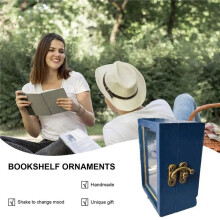 2X Miniature Bookshelf Pocket Anxiety Bookshelf Wooden Tiny Book Library Stress Reliever Bookshelf Tabletop