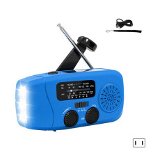 Solar Power Emergency Weather Radio USB-Blue US regulations