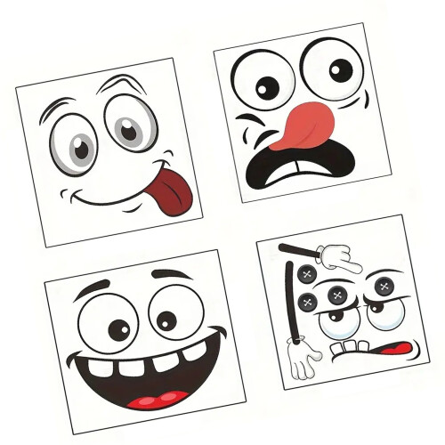 4PCS Cartoon Smiling Decor Stickers Auto Adhesive PVC Material