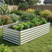 Verhoogd tuinbed van metaal, gegalvaniseerd staal, 57x240x90cm