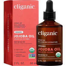 Cliganic Organic Jojoba Oil, 100% Pure (2oz) | Natural Cold Pressed Unrefined Hexane Free Oil for Hair & Face | Base Carrier