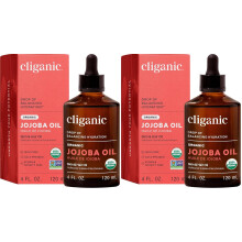 Cliganic Organic Jojoba Oil, 100% Pure (4oz) | Moisturizing for Face, Hair, Skin & Nails|Natural Cold Pressed Hexane Free|Base Carrier Oil (Pack of 2)