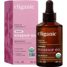 Cliganic Organic Rosehip Seed Oil for Face, 100% Pure | Natural Cold Pressed Unrefined Non-GMO | Carrier Oil for Skin, Hair & Nails