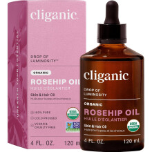Cliganic Organic Rosehip Seed Oil for Face, 100% Pure | Natural Cold Pressed Unrefined Non-GMO|Carrier Oil for Skin, Hair & Nails (Packaging May Vary)