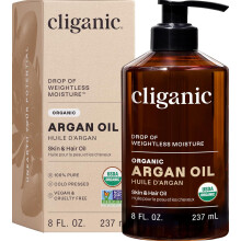 Cliganic Organic Argan Oil 8oz with Pump, 100% Pure - for Hair, Face & Skin