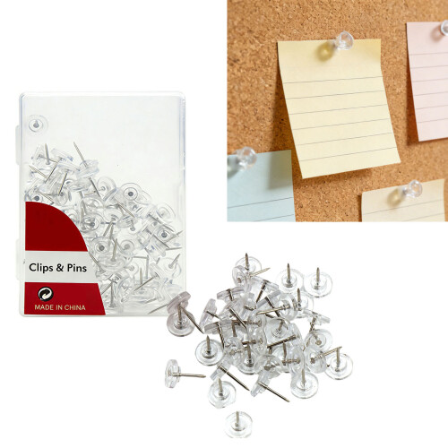 50/100/500Pcs Clear Flat Head Push Pins-50 pieces pvc hard b 2