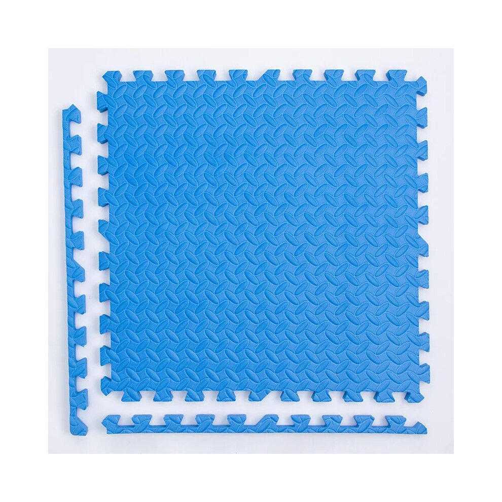 8Pcs Eva Interlocking Gym & Home Floor Mats 30X30cm - Non-Slip Fitness & Yoga Tiles, Blue