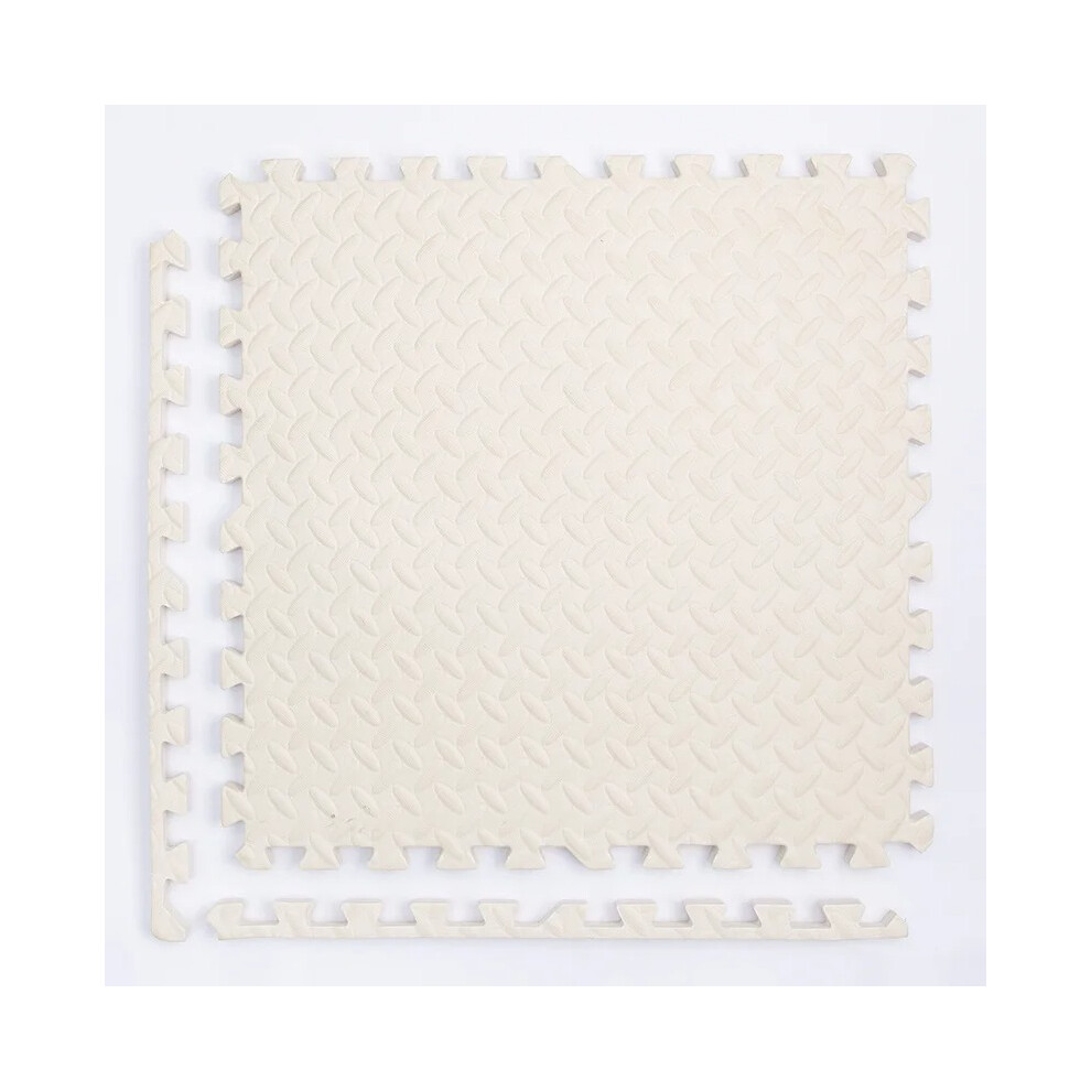 8Pcs Eva Interlocking Gym & Home Floor Mats 30X30cm - Non-Slip Fitness & Yoga Tiles, White