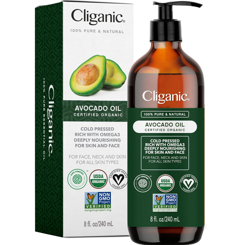 Cliganic Organic Avocado Oil, (8Oz) -For Skin&Hair