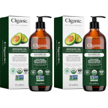 Cliganic Organic Avocado Oil, 100% Pure (8oz) - for Skin & Hair, Nourishing Carrier Oil for Face & Body (Pack of 2)