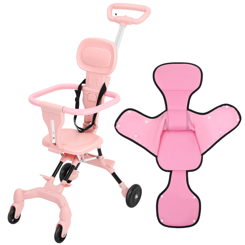 1Set Compact Baby Stroller Lightweight Airplane Ready Travel Seat Pink