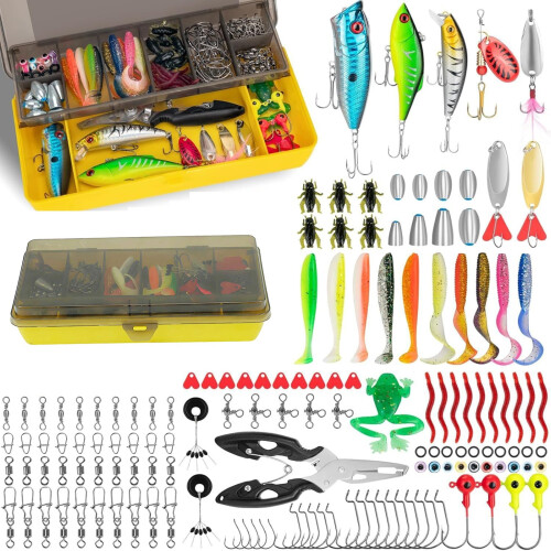 144PCS Fishing Lure Set Tackle Box Hooks Baits Kit