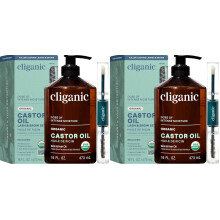 Cliganic Organic Castor Oil, 100% Pure (16oz with Eyelash Kit) - For Eyelashes, Eyebrows, Hair & Skin | Bulk
