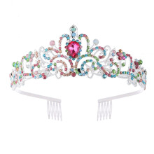 Diadema di cristallo, corona da sposa con strass per donna, accessorio da matrimonio.