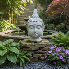 Boeddha-hoofdsculptuur, 78 cm, weerbestendig polyhars