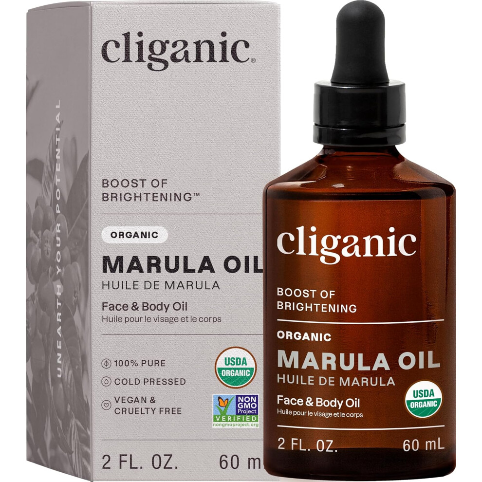 Cliganic Organic Marula Oil, 2Oz - 100% Pure - For Face & Hair | Natural Cold Pressed Unrefined