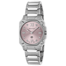 Gucci YA166501 G-Flat Pink Dial Ladies Watch