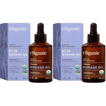 Cliganic Organic Borage Seed Oil for Face, 100% Pure (1oz) - Natural Non-GMO Cold Pressed (Pack of 2)