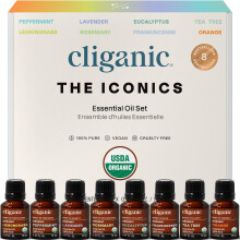 Cliganic Organic Aromatherapy Essential Oils Gift Set 100% Pure - Peppermint, Lavender, Eucalyptus, TeaTree, Lemongrass, Rosemary, Frankincense&Orange