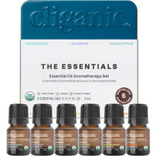 Cliganic Organic Aromatherapy Essential Oils Set 100% Pure Natural - Peppermint, Lavender, Eucalyptus, Tea Tree, Lemongrass & Orange