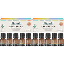 Cliganic Organic Essential Oils Set (Top 5 - The Classics) - 100% Pure- Aromatherapy, Peppermint, Lavender, Eucalyptus, Lemongrass &Orange (Pack of 2)