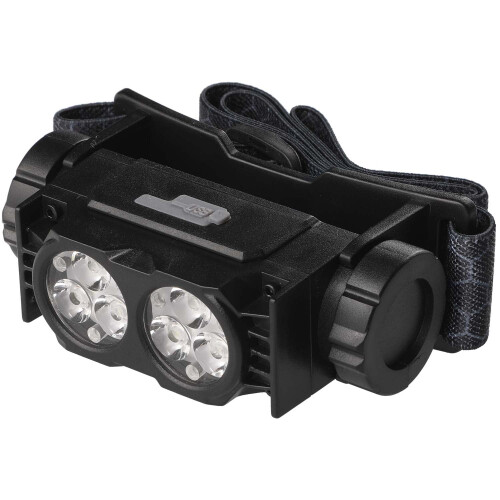 Linterna frontal negra de 400 lm, recargable, resistente al agua IPX4 1
