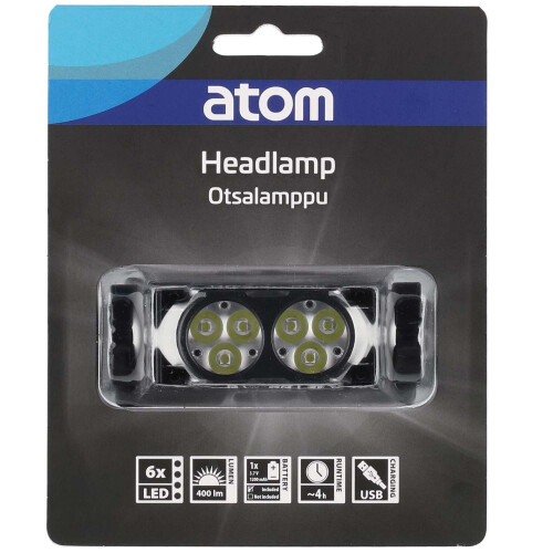 Linterna frontal negra de 400 lm, recargable, resistente al agua IPX4 2