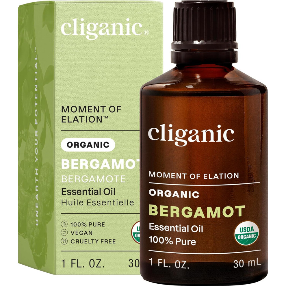 Cliganic Organic Bergamot Essential Oil, 100% Pure Natural For Aromatherapy | Non-Gmo Verified