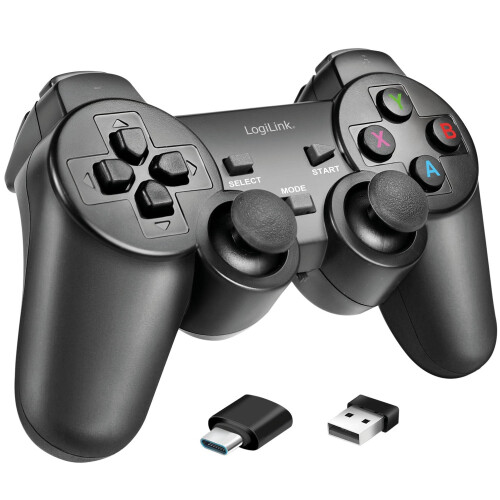 Gamepad inalámbrico de 2,4 GHz, color negro, compatible con PC y Android