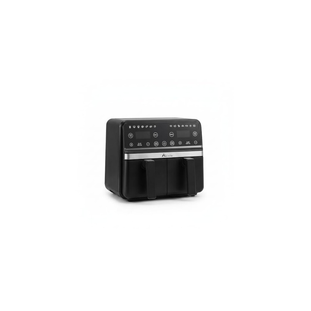 Alivio 9L Dual Basket Air Fryer With 14 Programs & Led Touch Screen (Black) Black