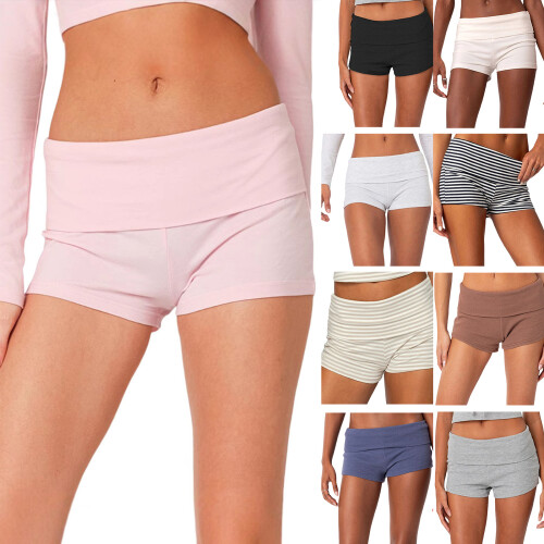 Soft Elastic Women's Low Rise Short Pants Breathable-Blue M 2